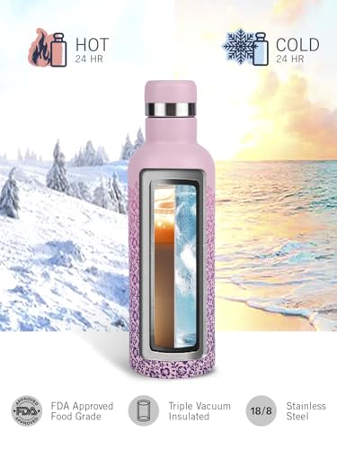 Image of NAUTICA Premium Leak-Proof Insulated Water Bottle - 1pc (Yacht)| 500ml | Stainless Steel Flask with 24 Hours Temperature Retention | Ideal for Travel, Gym, Office Use Oreo Printed-Pink /Purple