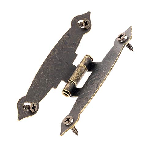 Dophee 8Pcs Antique Bronze H Shape Cabinet Hinges, Furniture Decorative Hinges, Interior Hinges For Doors Windows Kitchen Cupboard Wardrobe Wooden Boxes With Mounting Screws, 2.56"X1.30" #TOP2