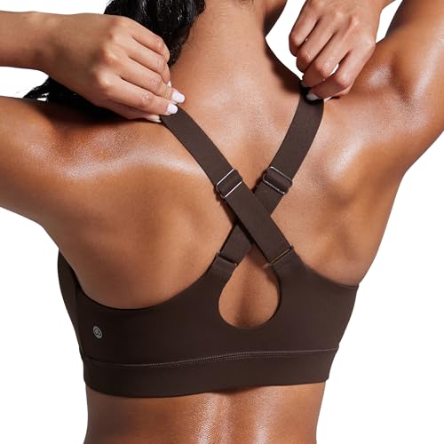 Image of CRZ YOGA Butterbreeze Cross Back Sports Bras | Medium Support, Removable Pads, Training, Fast Dry, Scoop Neck, Cut-Out, Adjustable Wide Straps, for Women