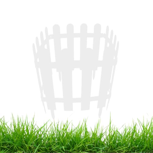 Gartenzaun Steckzaun 3m - Höhe 30 cm - Rasenkante Kunststoff - Beetumrandung - Zaunelemente für Garten - UV - & Frostbeständig, Flexibel - mit Befestigungszubehör Weiß