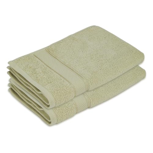 Image of BOUTIQUE LIVING Luxe Loom 100% Cotton 550 GSM Green Hand Towels - Pack of 2