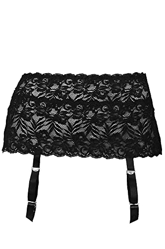 Angelique Women's Plus Size Floral Lace Nickel Free Adjustable Garter Belt For Stockings Black 22/24 #TOP6