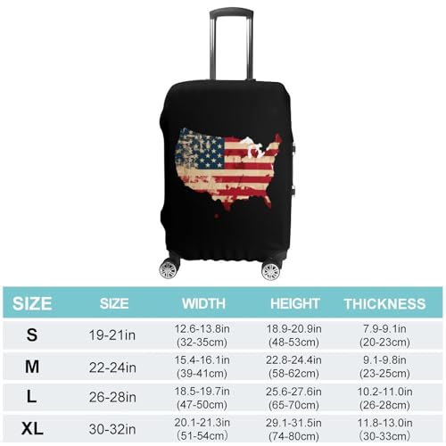 Vintage American Flag US Map Luggage Cover Suitcase Cover Protector Anti-scratch Travel Suitcase Wrap for Unisex L2