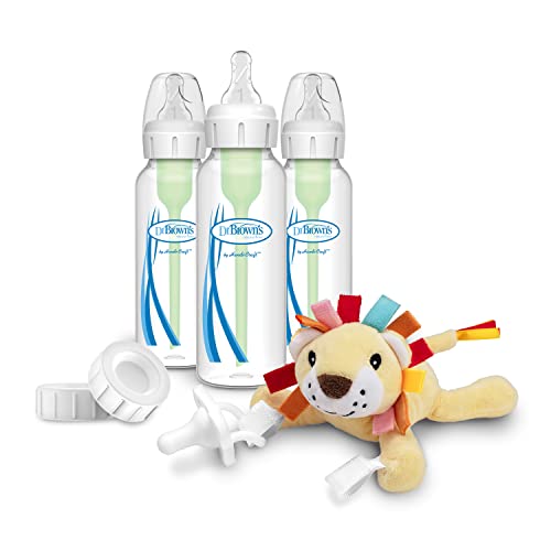 Image of Dr. Brown’s Natural Flow® Anti-Colic Options+™ Narrow 8oz/250mL Baby Bottle + Lovey Gift Set with Level 1 Slow Flow Nipples