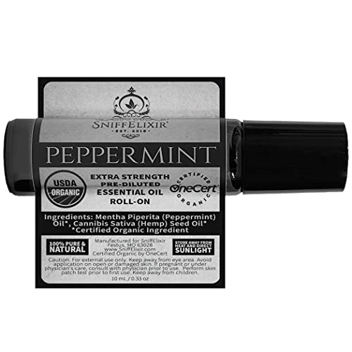 Peppermint Oil & Hemp Seed Oil Rollon - Usda Organic - Extra Strength For Headache & Migraine Relief, Muscle Aches, Joint, Back Ache Relief - Metal Rollerball - Roller Bottle - Made In The Usa #TOP7