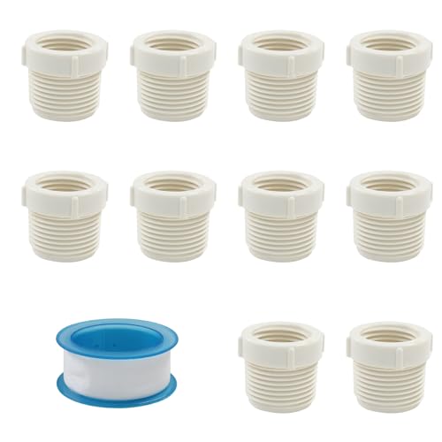 Litoexpe 10PCS 3/4 Male Thread to 1/2 Female Threaded PVC Pipe White