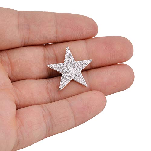 Image of Shining Cubic Zircon Star Brooch Pins Elegant Clear Crystal Flower Lapel Pin Breastpin Badges for Women Men