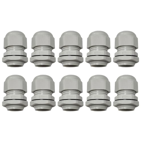 Image of Cable Glands， PA Cable Gland Cord Grip Kit 10Pcs Multicolor Multi Sizes Gasket Washer For Electric Box(White,M20X1.5(6-12mm))