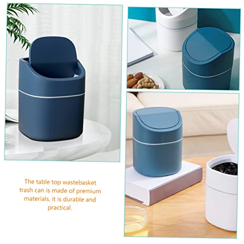 Mini caneca de basura rectangular pequeña color azul oscuro miniatura 7