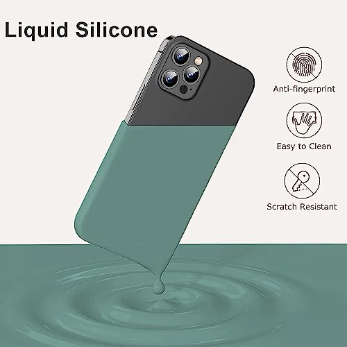 Image of DIZORO Shockproof Matte Flexible Back Cover for iPhone 12 Pro Max Case Square Pattern Liquid Silicon TPU Camera Protection Back Cover (6.7 Inch) - Midnight Green