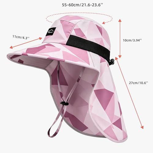 Image of Rosoz Outdoor Sun Hat for Men Women, UPF50+ Protection Safari Cap Wide Brim Mesh Fishing Hat with Neck Flap Beach Garden