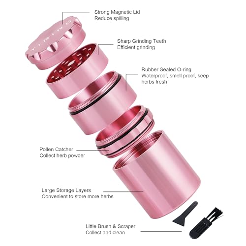 TIRIRS Grinder Rosa – 5-teilig mit großem Stauraum & Zubehör 2 TIRIRS Grinder Rosa – 5-teilig mit großem Stauraum & Zubehör – Bild 3
