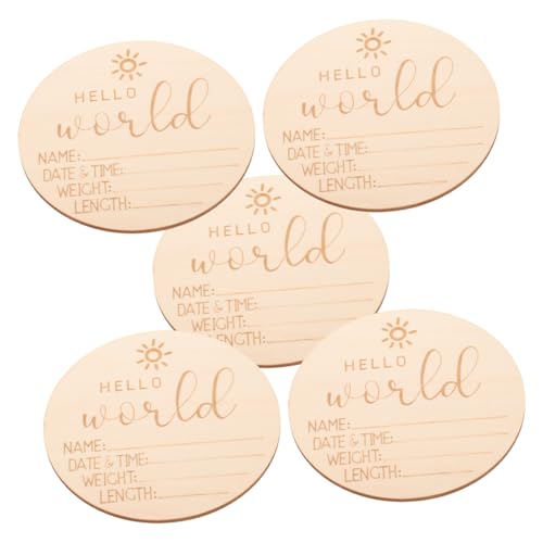 IWOWHERO Milestone Cards Set Baby Announcement Sign Baby Name Wooden Birth Announcement Round Design