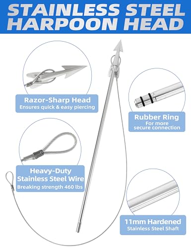BLUEWING Front Weighted Fishing Harpoon 8ft 1-Piece-Design Pure Carbon Fiber Heavy Duty Spear with Stainless Steel Big Game Dart or Tuna, Marlin, Swordfish, V3 Version - Thumbnail 3