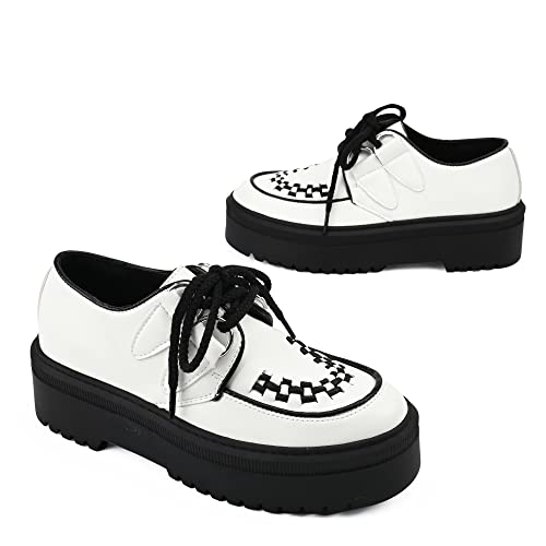 Readysalted Women's Fashion Platform Creeper Shoe (Rs-Bre1-Wh,Us9) White #TOP4