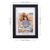 EXYGLO 4er Set Bilderrahmen 10x15 cm mit Passepartout oder 13x18 cm ohne Passepartout, Klassischer Fotorahmen mit Schwarz Holzmaserungsrahmen, Wand- oder Tischaufsteller – Ansicht 2