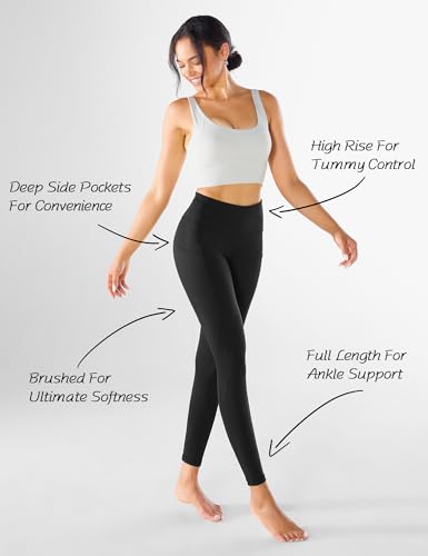 Yogaration Gym Leggings with Pockets Women High Waisted Activewear- Tummy Control Workout Yoga Pants - Non-See-Through Compression Black Leggings Women - Image 2