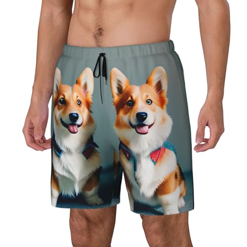 Wearing Clothes Cute Corgi Dogs Print Men Stylish Functionality Swim Trunks Breathable Beach Shorts Surfing Gym Fishing2