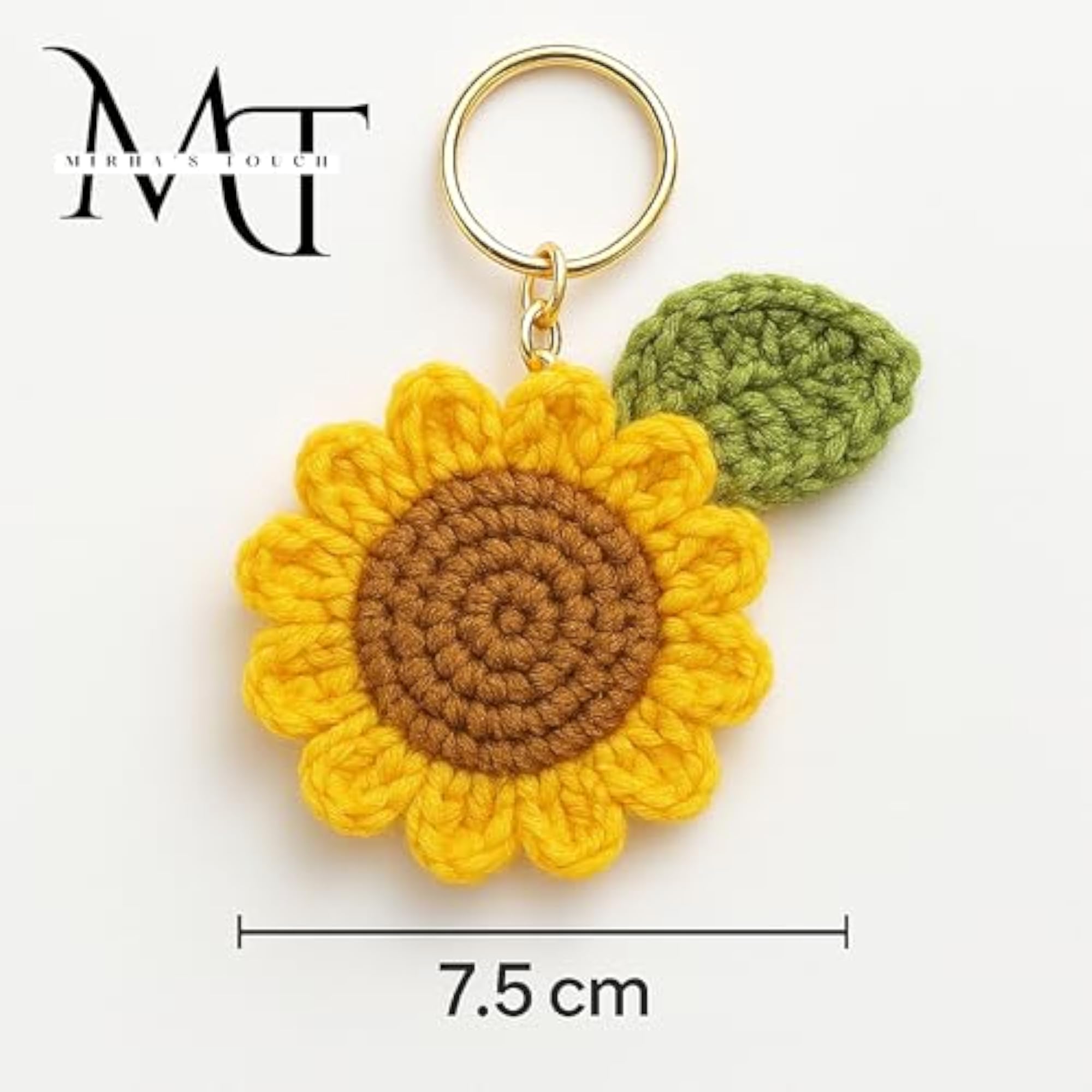 Crochet Sunflower Keychain, Bright Accessory