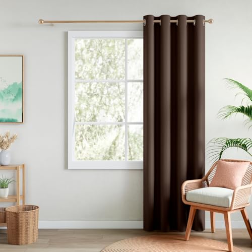 Image of Rivermoor Blackout Curtains Set of 1 | Blackout Curtains 7 feet Long for Living Room & Bedroom | Coffee | 80% Room Darkening | 250 GSM | Acrylic Eyelet | 114 x 213 cm