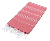 Natural-Soft Sultan Hamamtuch Saunatuch für Damen Herren - Badetuch - Saunatuch - Pestemal 100% Baumwolle - Leicht & Saugfähig - Orientalisches Bade-Tuch 100 x 180cm (Rot)