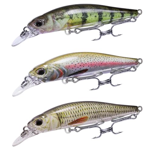 TABKSOLA Wobbler Lucio Set,Minnow Flotante de 9.0cm/9.0g con Recubrimiento Biomimético, Ideal para Lanzamientos de Media y Larga Distancia, Amantes de la Pesca