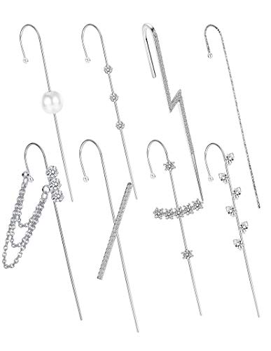 HAIAISO 14K Gold Plated Ear Wrap Crawler Hook Earrings, Unique Ear Wrap Earrings Piercing Ear Cuffs Earrings Rhinestone Crawler Earrings for Women