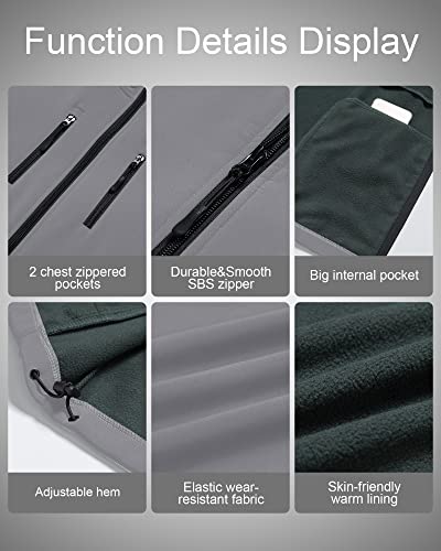 Creatmo Us Men's Core Soft Shell Vest Full-Zip Microfleece Vest Lightweight Sleeveless Jacket Waterproof Sailing Vest Light Grey 3Xl #TOP6