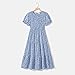 IFFEI Mommy and Me Dresses Summer Casual Boho Matching Outfits Ruffle Puff Sleeve High Waist Midi Beach Maxi Dress 6-7Y Blue
