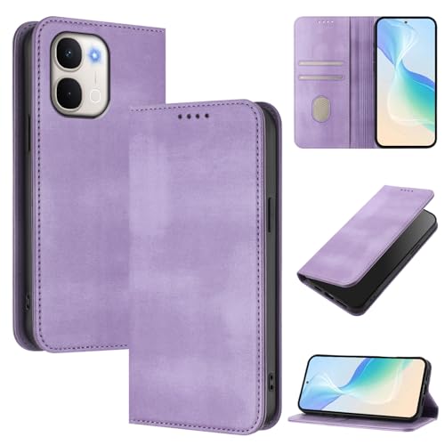 �X�}�z�P�[�X �Ή��@�� for Vivo Y500i / Y31d / Y51 Pro/iQOO Z11x / T5x �X�}�z�P�[�X�y�J�[�h�z���_�[�E�E�H���b�g�E�}�O�l�b�g�o�b�N���E�t���b�v�E�X�^���h�@�\�t���zPurple
