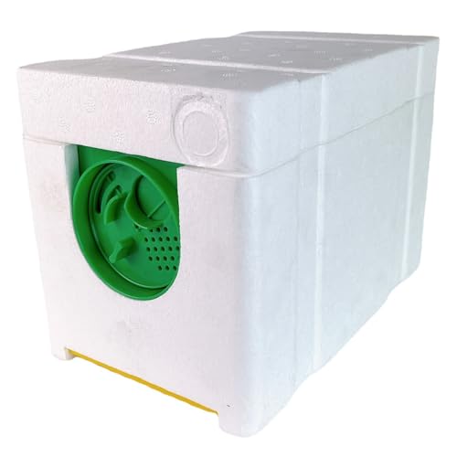 Cajas de abejas con alimentador de agua, caja de colmena de abejas de 4 cuadros con salida rotativa, caja de besos mini caja de espuma para abejas, suministros de colmena de abejas para el apare