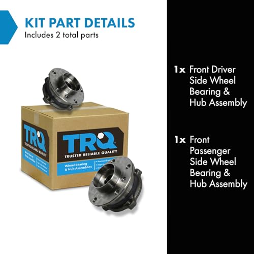 Image of TRQ Front Driver and Passenger Side Wheel Bearing and Hub Assembly Set 2 Piece Compatible with 10-18 BMW X5 xDrive35d 11-18 X5 xDrive50i xDrive35i 16-18 X5 xDrive40e 2010 X5 xDrive30i xDrive48i