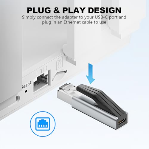 Image of ZORBES USB C to RJ45 Ethernet Adapter 1000Mbps, Type C Male to LAN Network Converter, Wired Internet Adapter for Laptop Tablet Smartphone