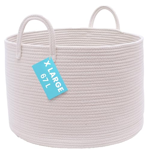 OrganiHaus Korb Geflochten Rund, Wäschekorb Geflochten, Korb Aufbewahrung Groß, Aufbewahrungskorb Kinderzimmer, Aufbewah...