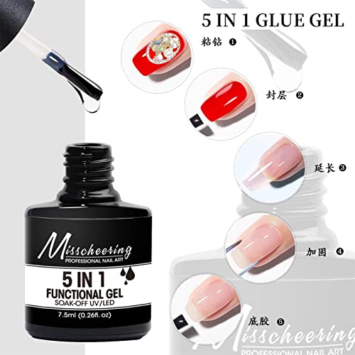 Primer para esmaltes - Construtor de géis duros 5 em 1-8ml de cola de gel para unhas, primer para es
