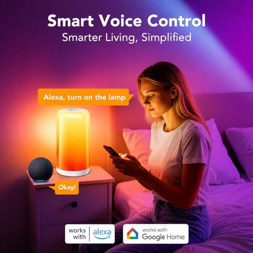 Image of XERGY USB Powered RGB Smart Wi-Fi /Bluetooth /Touch Control Night Table Lamp | Dream Color Light | Dimmable | Multicolor | Music Sync | Works With Alexa & Google Home | Timer - for Bedroom & Living Room