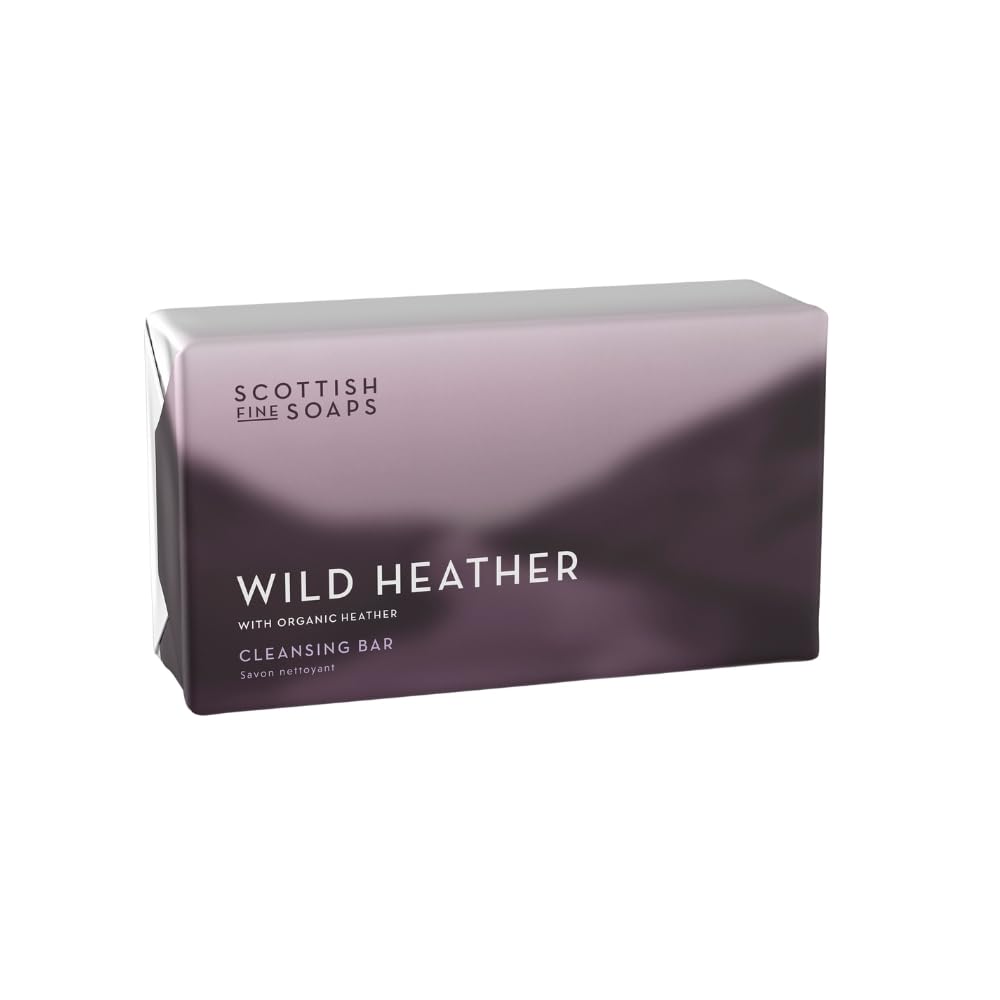 Scottish Fine Soaps Wild Heather Cleansing Bar 220g – Hydrating Soap Bar with Glycerine & Calming Scottish Heather Extract for Soft, Refreshed Skin