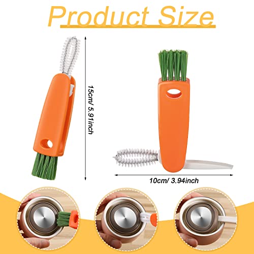 6 Pcs 3 In 1 Multifunctional Cleaning Brush Mini Glass Cover Cleaning Brush Bottle Crevice Brush Cleaner Set Bottle Cap Detail Brush For Nursing Bottle Cup Cover Lid (Orange/White/Gray) #TOP2