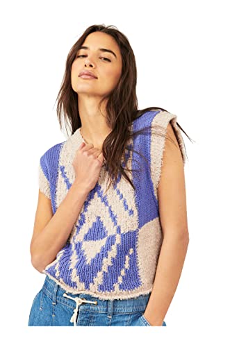 Free People Women's Diamonds For Days Vest, Blue Moon Combo, SM