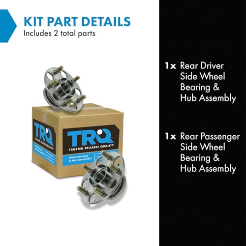 Image of TRQ Rear Left and Right Wheel Bearing and Hub Assembly Set 2 Piece Compatible with 1998-2002 Honda Accord V6 3.0L with Rear Disc Brakes 2004-2005 Civic SI 1999-2003 Acura TL 2002-2006 RSX