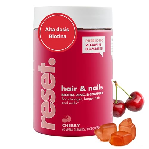 Vitaminas Para El Cabello y Uñas – 60 Gominolas – 1 mes – 2 Gummies al día - Prebiótico - Vegano - Biotina - Crecimiento Cabello...