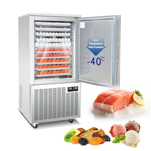 Kolice Commercial Heavy Duty 10 Trays Blast Chiller & Freezer with Food Probe, Lowest temp: -40°F, for Restaurants,Bakerys,Hotels to Preserve Ice Cream,Sea Food,Chicken,Dumpling,Beef,Dough,etc