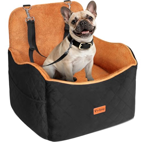 Vivifying Dog Car Seat for Small and Medium Dogs, 4' Booster Pet Car Seat with Safety Strap, Plush...