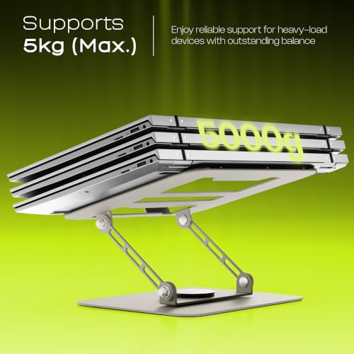 Image of ZEBRONICS NS3000 Pro 2 Laptop Stand, 360 Rotation, Up to 17-Inch Laptops & Tablets, Metal Body, Multi-Angle Adjustable, Foldable Ergonomic Design, Anti-Slip Pads, Anti-Rust Finish, 5kg Capacity
