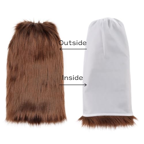 Image of Peecabe Winter Women Faux Fur Fluffy Leg Warmers Fuzzy Long Boot Covers Furry For Christmas