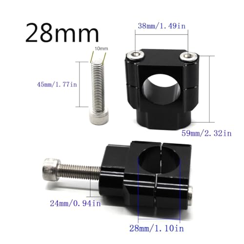 Réhausse de guidon moto 22 et 28 mm pontets universels noirs pour motocross et pit bike - 4
