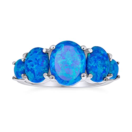 Bague opale bleue verte anneau fin argent femme octobre naissance demi éternité