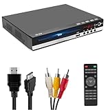 DVD Player for Home Use, Region Free 1080p DVD Player with HDMI/AV Outputs, USB Port, and Microphone Port for TV - Supports PAL/NTSC, Remote Control Included