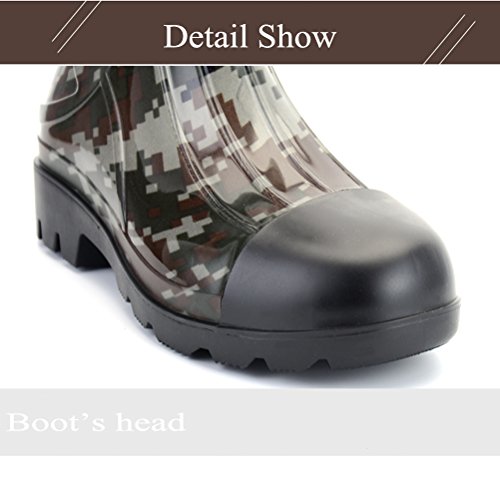 Image of Man Knee High Rubber Rainboots Camo Waterproof Rubber Boots for Garden Man Rain Footwear Size