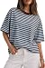 CHYRII Womens Oversized Striped T Shirts Crewneck Short Sleeve Loose Fit Casual Fashion Summer Y2K Tops (Blue+Coffee M)